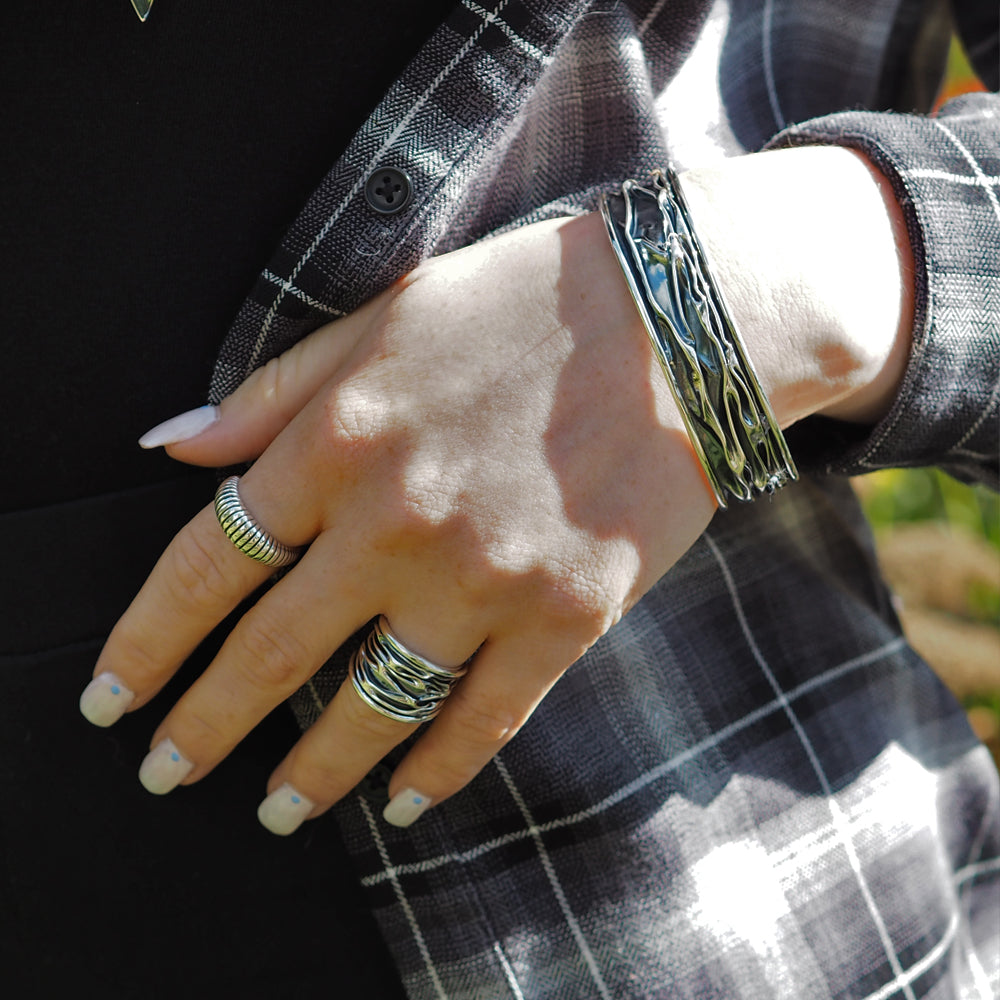 Lava Oxidised/Polished Cuff