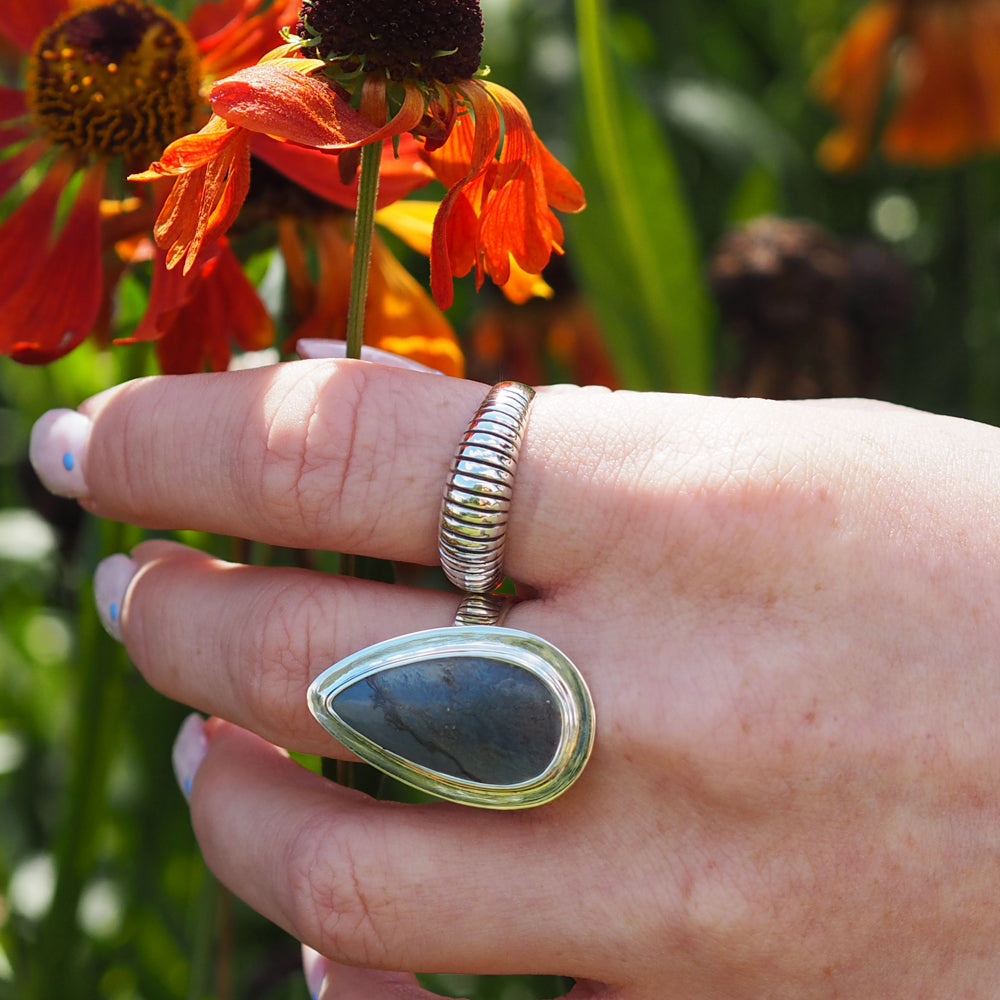 Spiral Oxi Sterling Silver Ring