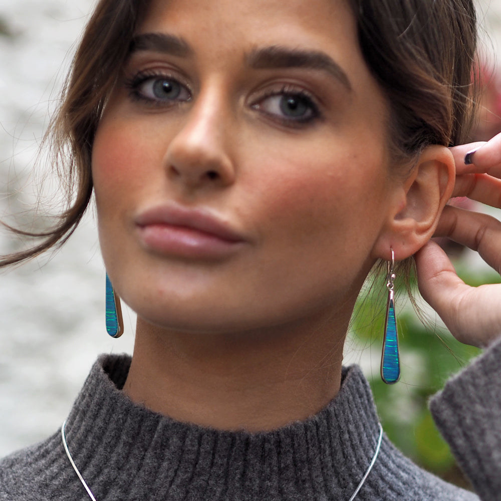 Flinder Turquoise Long Drop Earrings