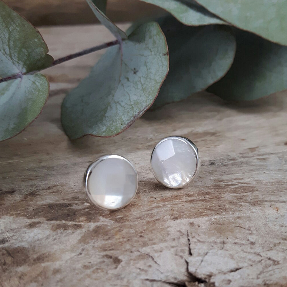 Luna Mother Of Pearl Stud Earrings