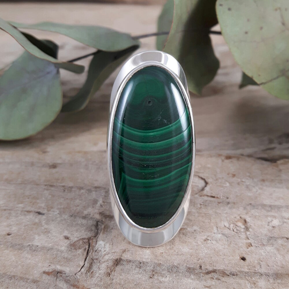 Monet Malachite Lrg Adjustable Ring Oval A