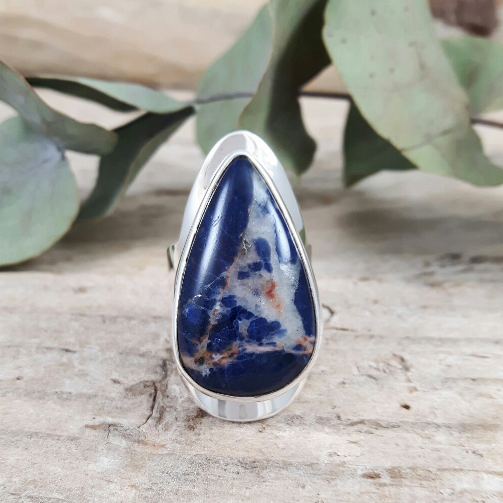 Monet Sodalite Teardrop M Adjustable Ring A