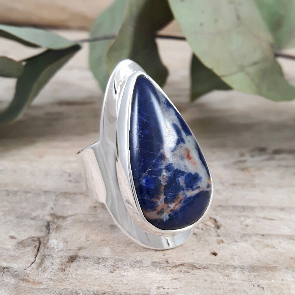 Monet Sodalite Teardrop M Adjustable Ring A