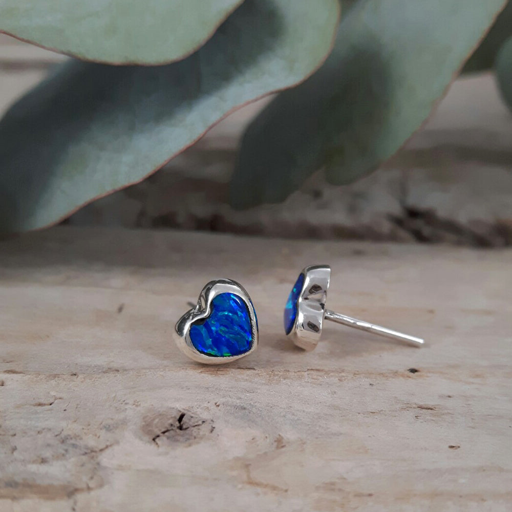 Flinder Heart Blue Stud Earrings