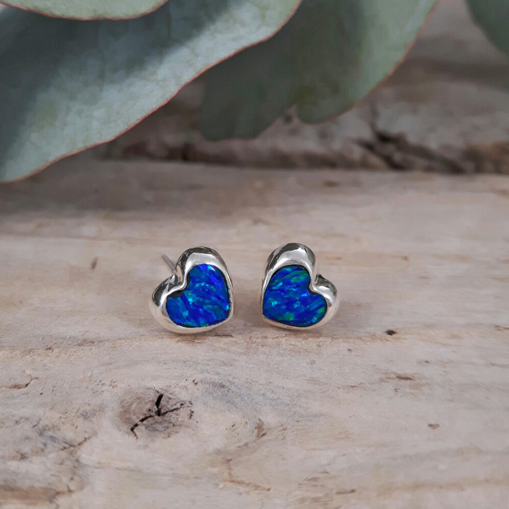 Flinder Heart Blue Stud Earrings