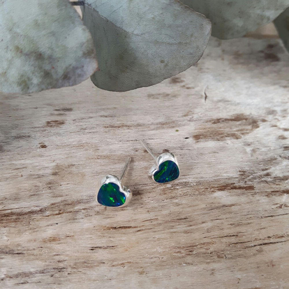 Flinder Heart Emerald Stud Earrings