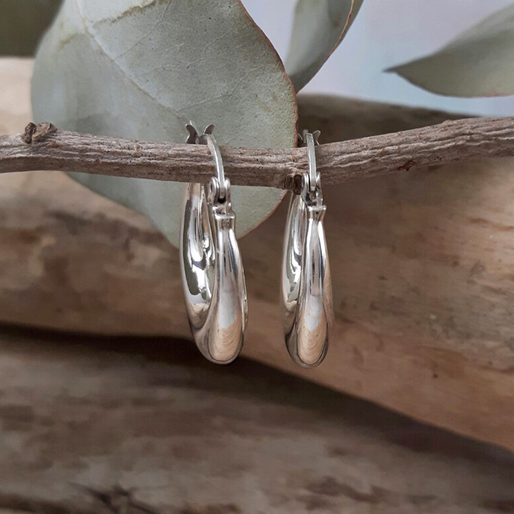 Rowena Hoop Polished Silver Earrings