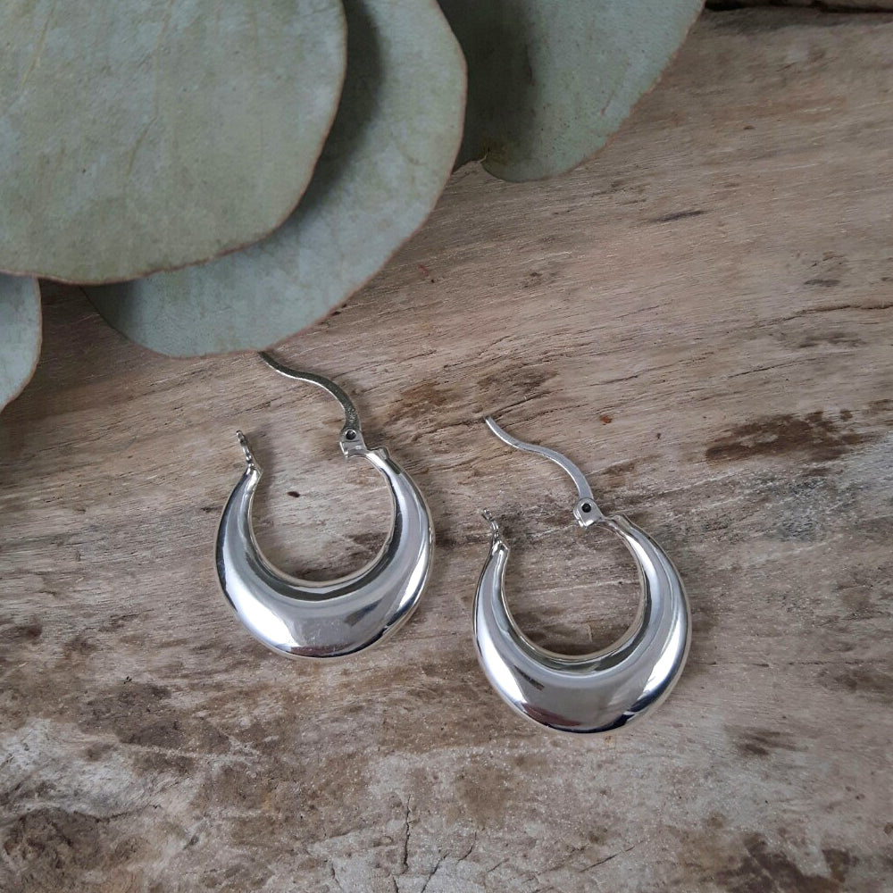 Rowena Hoop Polished Silver Earrings