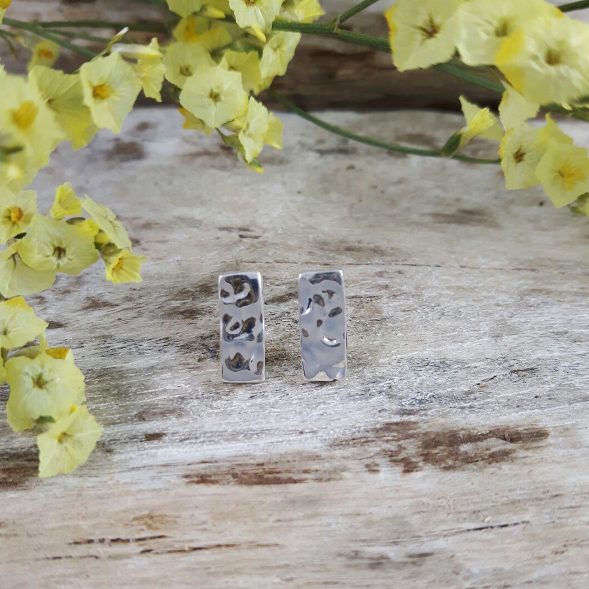 Roma Rectangle Hammered Studs