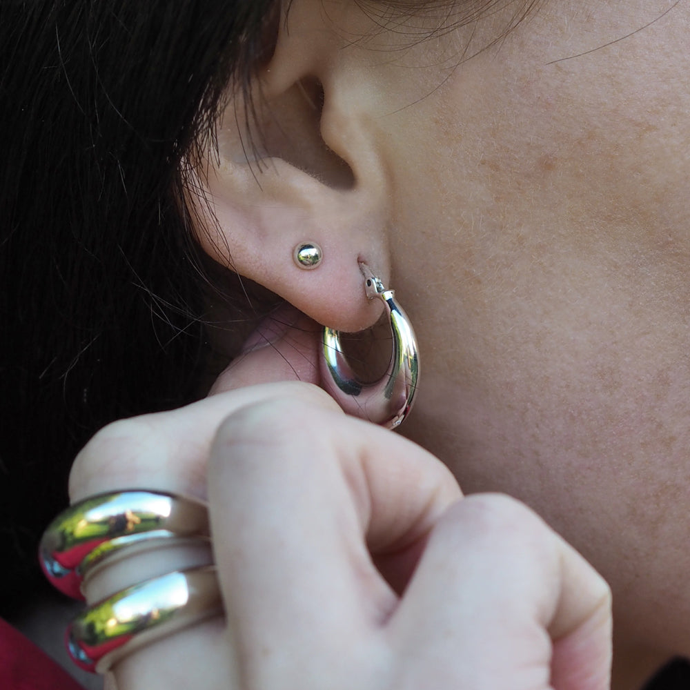 Rowena Hoop Polished Silver Earrings