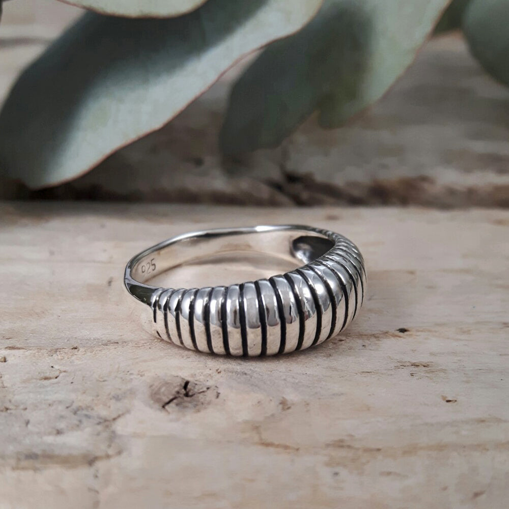 Spiral Oxi Sterling Silver Ring