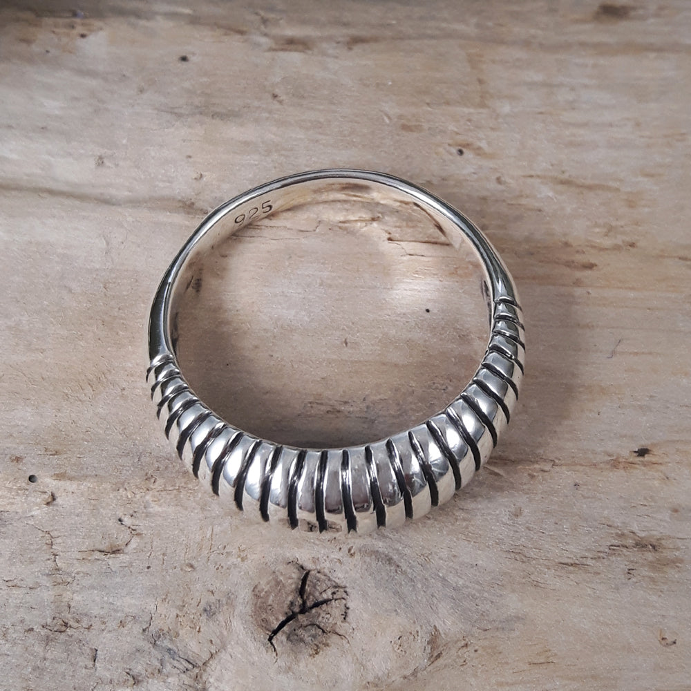 Spiral Oxi Sterling Silver Ring