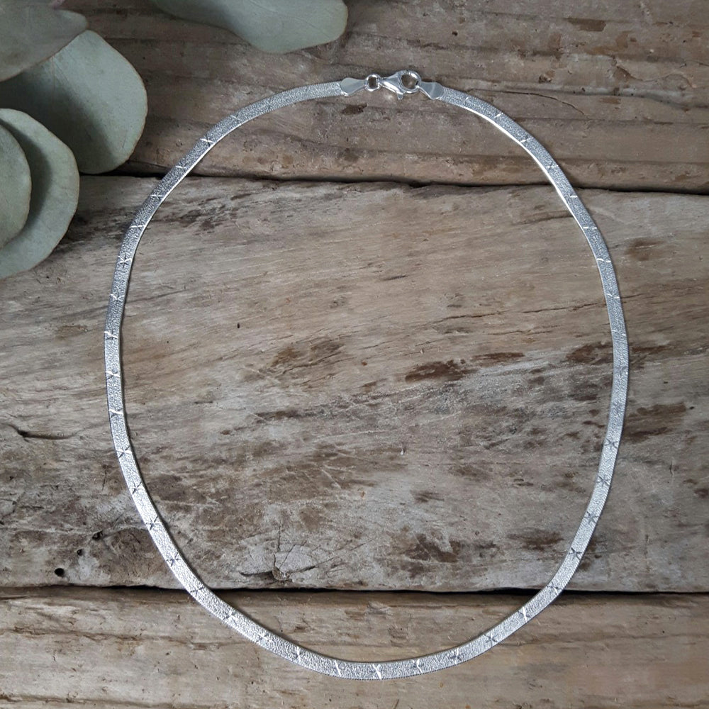 Star Snake Chain 40cm Medium Silver Necklace