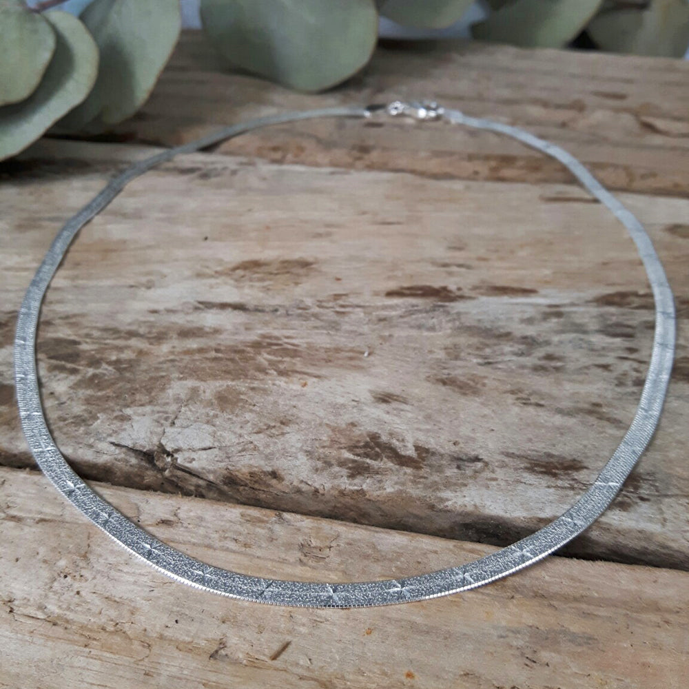 Star Snake Chain 40cm Medium Silver Necklace