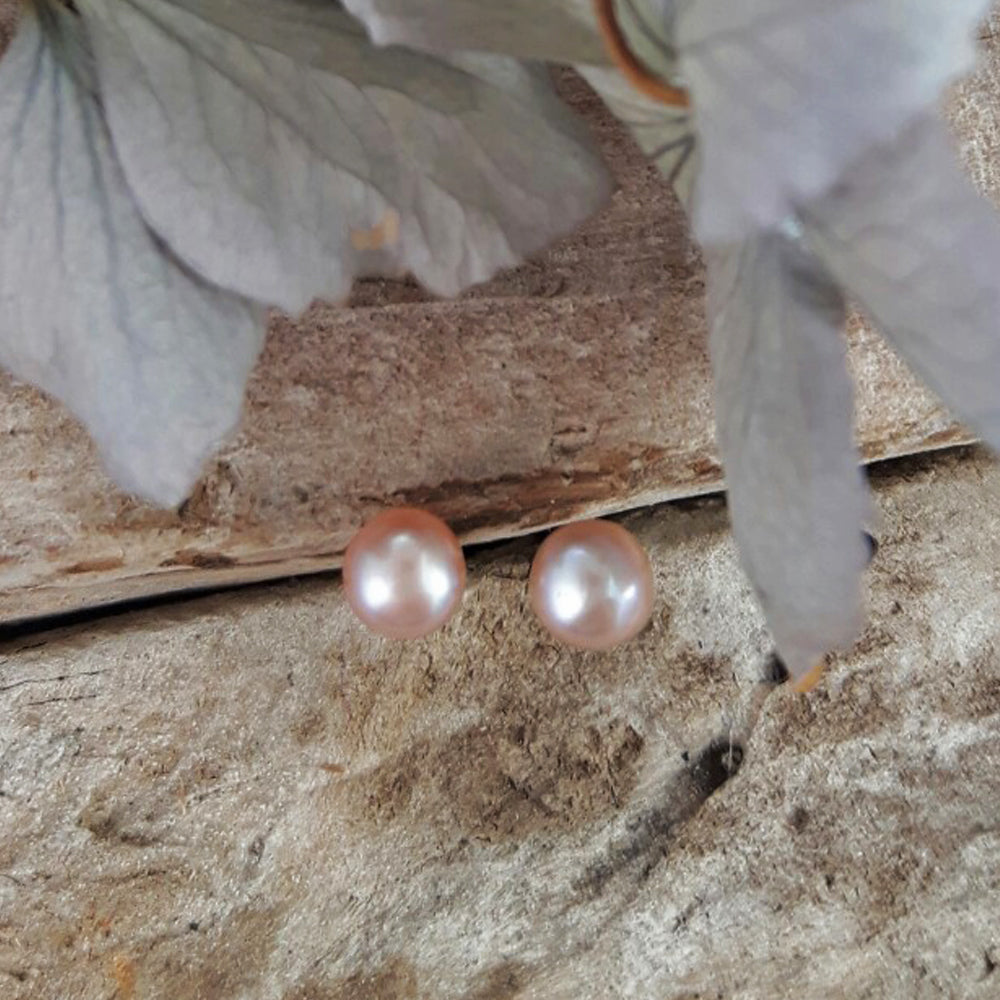 Pink Pearl Tiny Stud Earrings