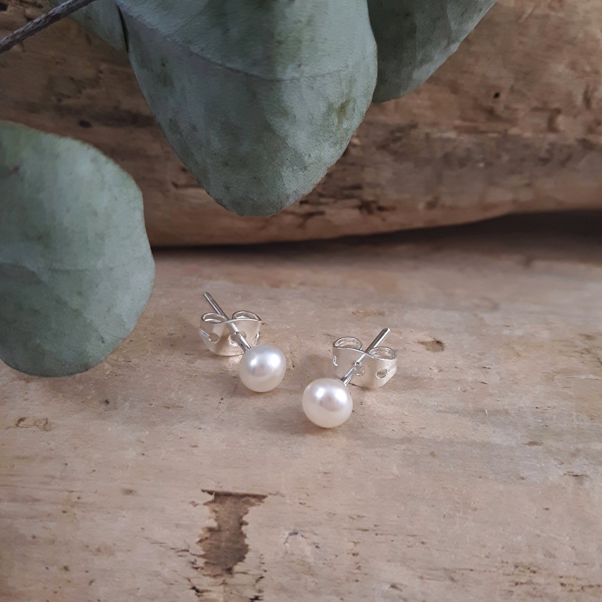 White Pearl Tiny Stud Earrings