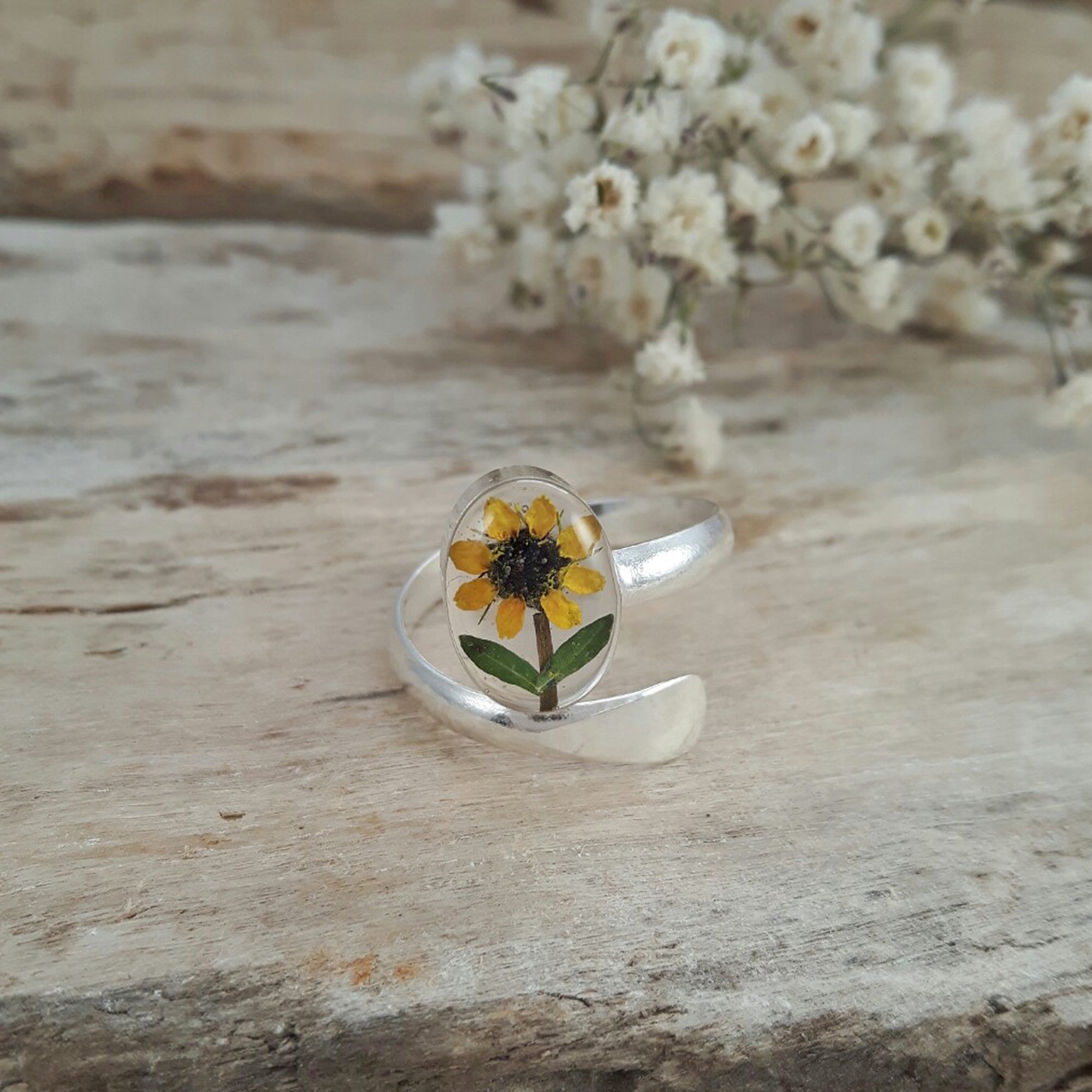 Flores Sunflower Small Adjustable Ring