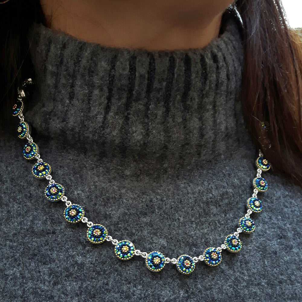 Allegra Iridescent Rd Daisy Necklace