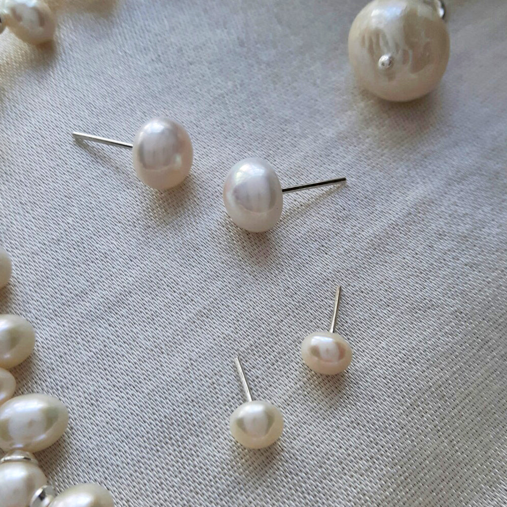 White Pearl Small Stud Earrings